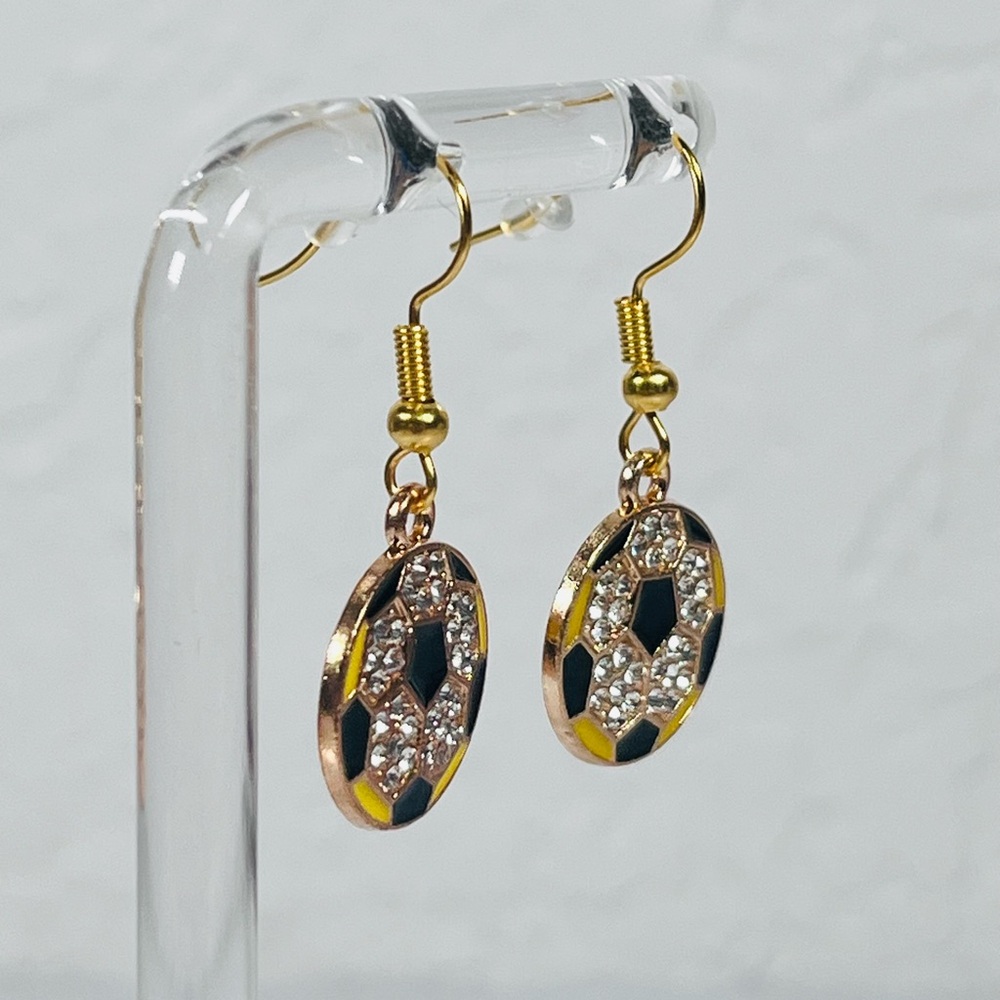 Bling Soccer Ball Earrings - Picture 2 of 8